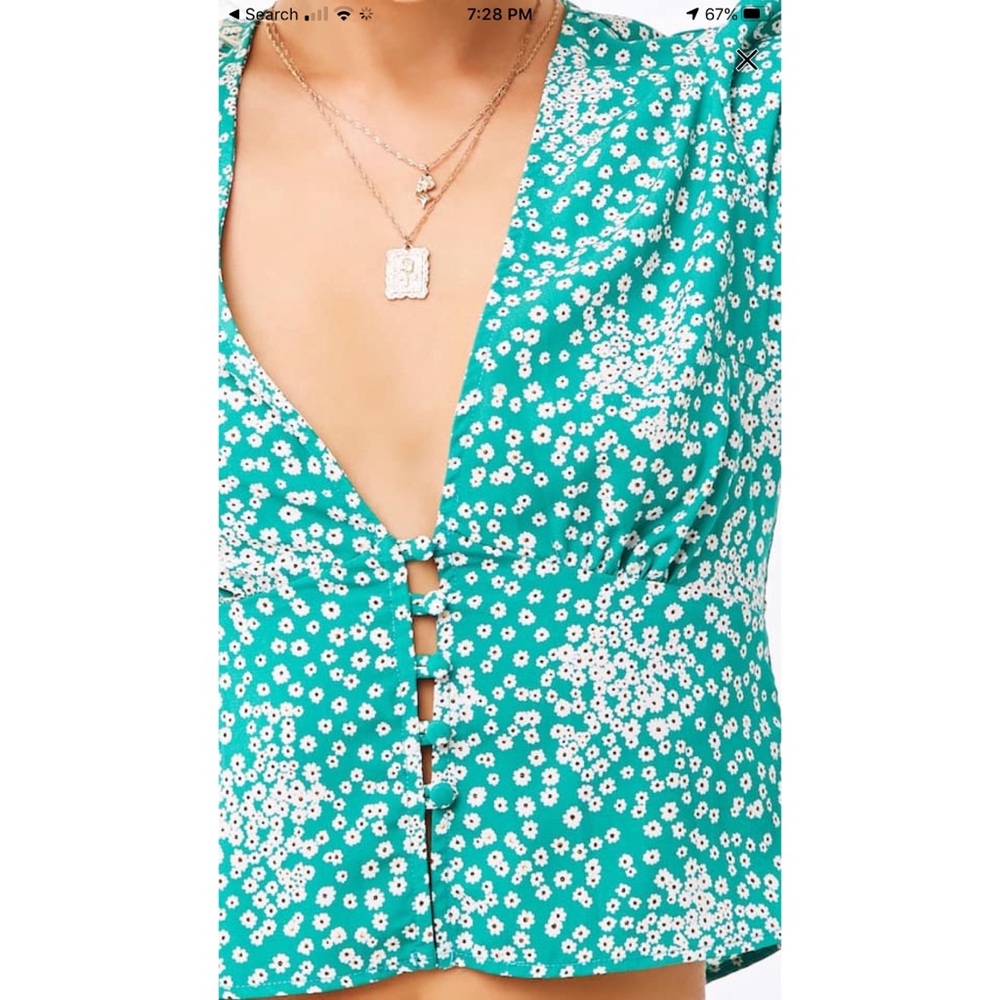 Forever 21 Floral Print Button Top - best for xs/s